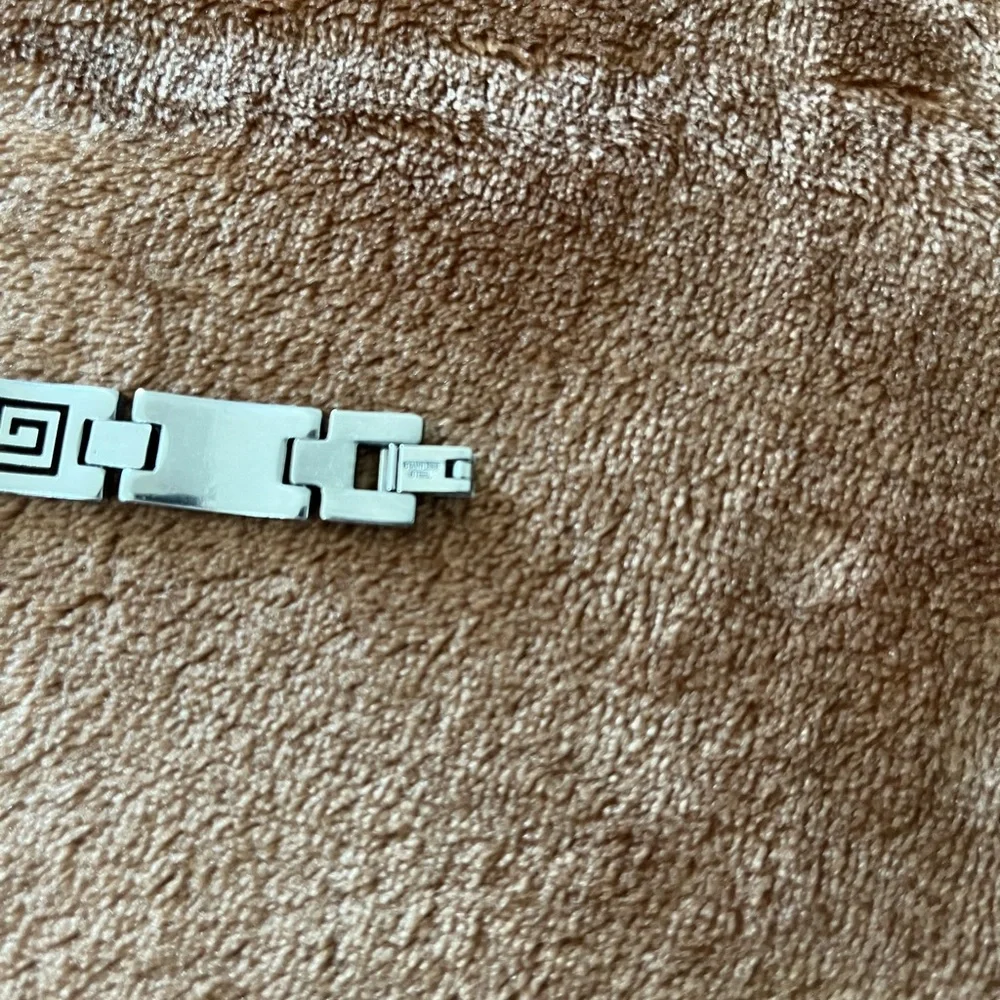 Men's Silver and Black Geometric Bracelet